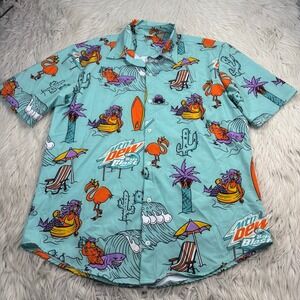 FPS Apparel Men's XL Mountain Dew Baja Blast Button Front Hawaiian Shirt